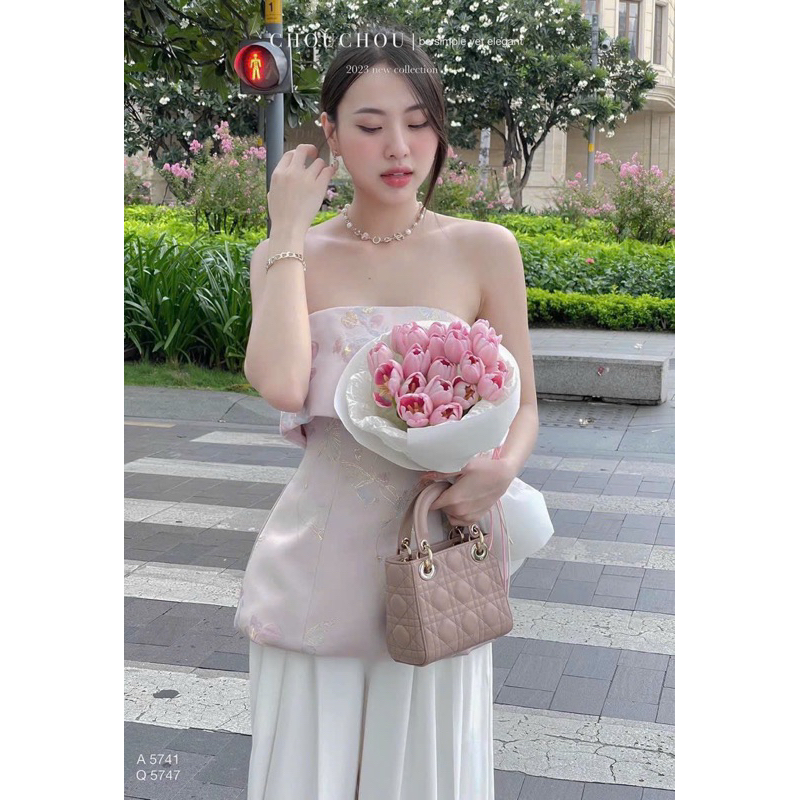 Áo 2 dây tafta hoa gấm