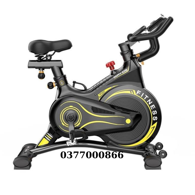 Xe đạp tập thể dục Fitness happy gam chân cong , bánh đà kháng từ, kèm đồng hồ đo nhịp tim.