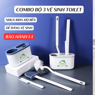 Combo 3 bàn chải cọ nhà vệ sinh, bộ cọ vệ sinh nhà tắm tiện dụng chất liệu nhựa pp cao cấp có rãnh thoát nước
