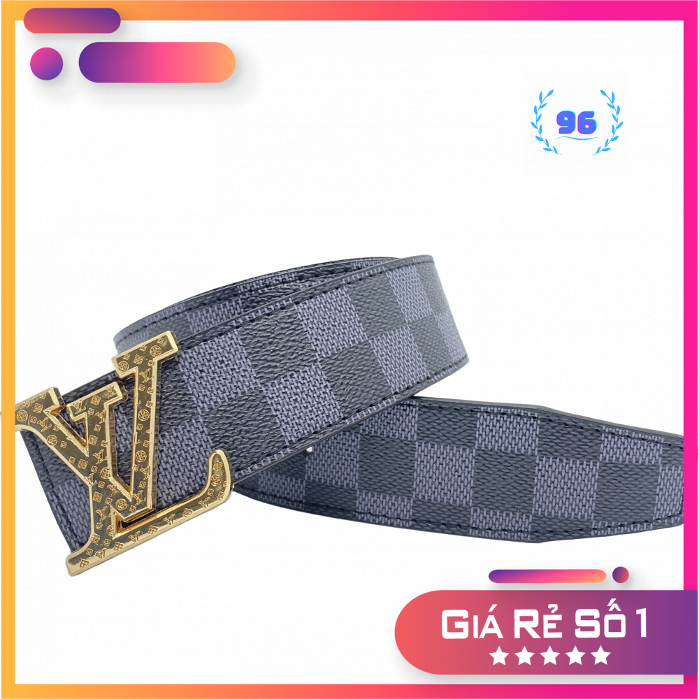 Thắt lưng nam LV, dây lưng nam Caro đủ màu, đầu khóa chữ nhỏ TLLVS01