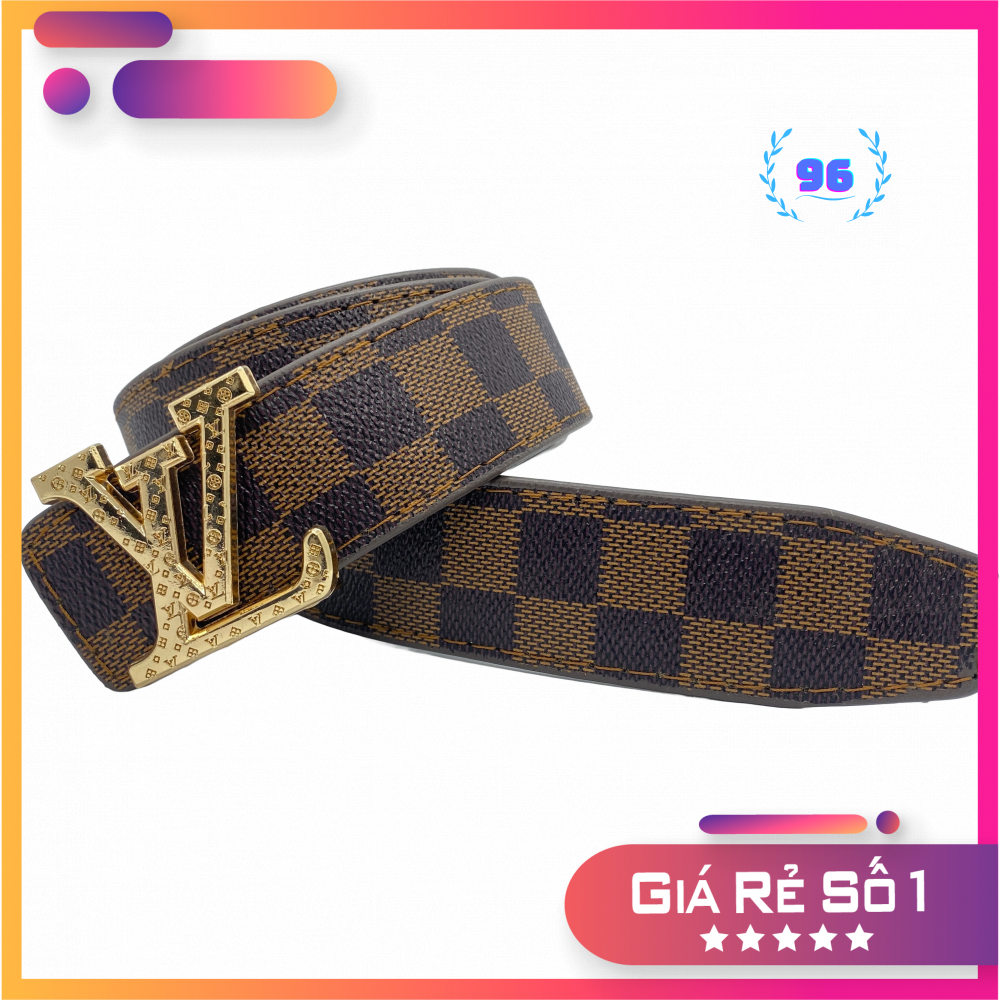Thắt lưng nam LV, dây lưng nam Caro đủ màu, đầu khóa chữ nhỏ TLLVS01