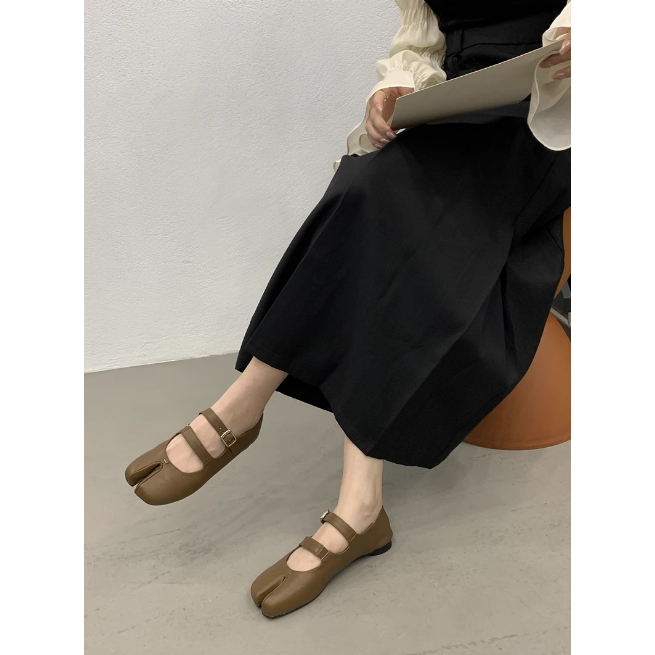 Giày búp bê gót bằng móng ngựa phong cách Mary Jane cho nữ mũi vuông 2023