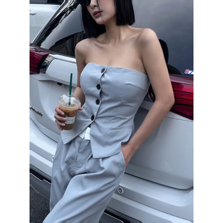   CÓ BÁN LẺ  Lani Top & Grei Pants - Set áo cúp phối nút và quần ống suông lưng lật - THIẾT KẾ BỞI IAMCOCO.OFFICIAL 