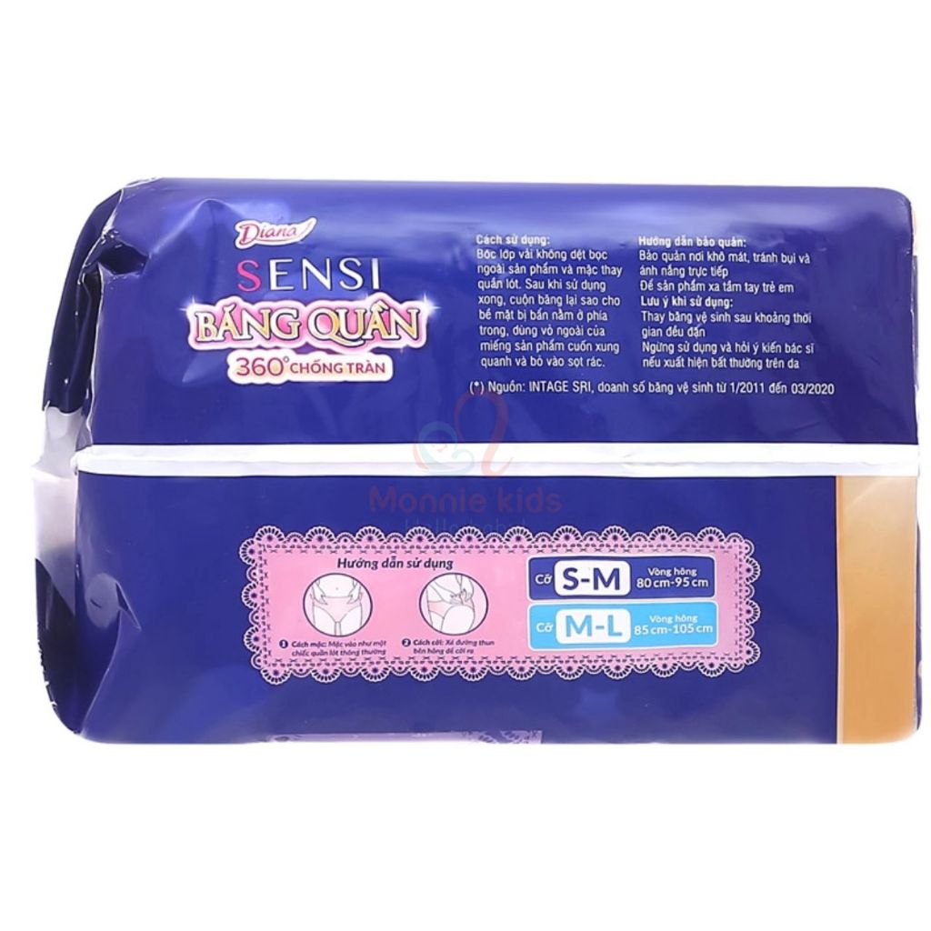 Băng quần cho mẹ Diana Sensi 360 độ chống tràn, băng vệ sinh phụ nữ siêu thấm - Monnie Kids