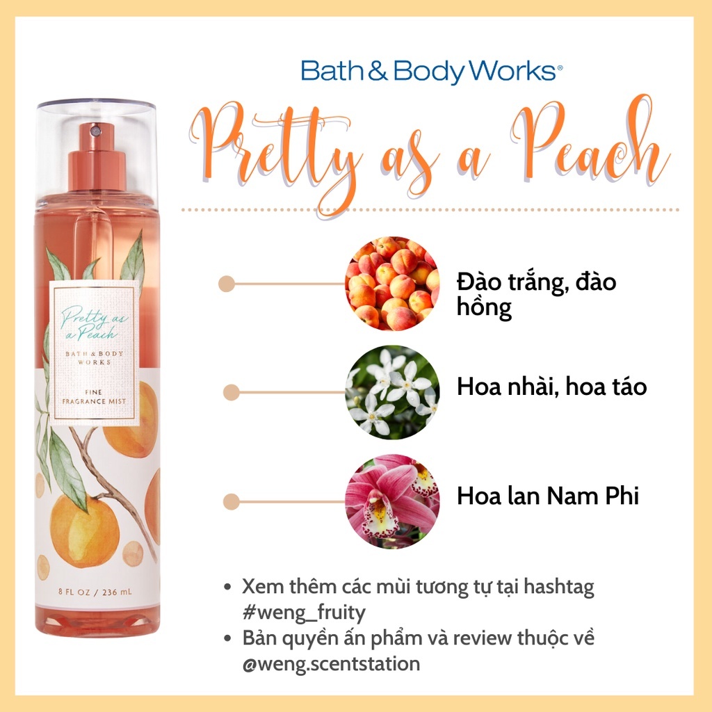 Body mist Xịt thơm toàn thân Pretty as a Peach 236ml Nhẹ nhàng, quyến rũ