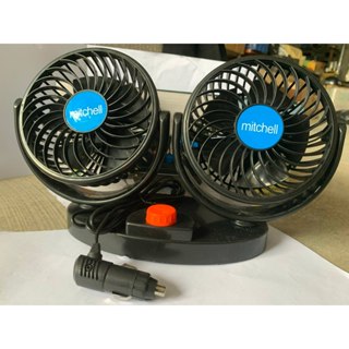 Quạt đôi cabin ô tô, điện áp 12v-24v cắm tẩu, xoay 360 độ mitchell