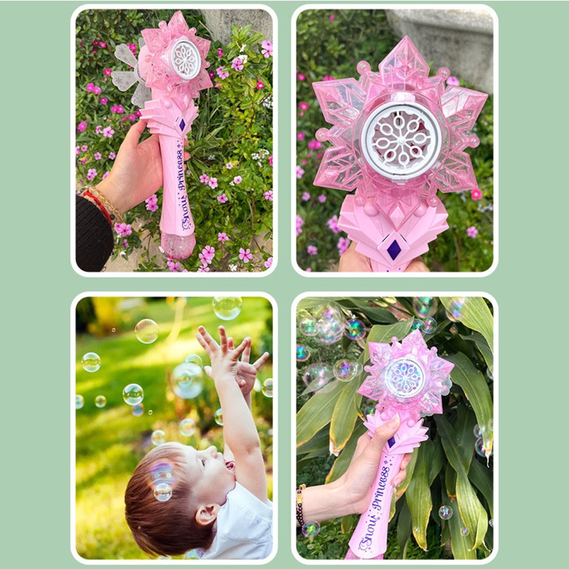 Đồ chơi cây gậy phép thuật thổi bong bóng xà phòng, gậy phép thuật có đèn và nhạc