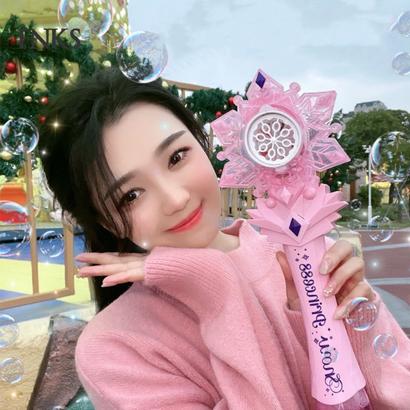 Đồ chơi cây gậy phép thuật thổi bong bóng xà phòng, gậy phép thuật có đèn và nhạc