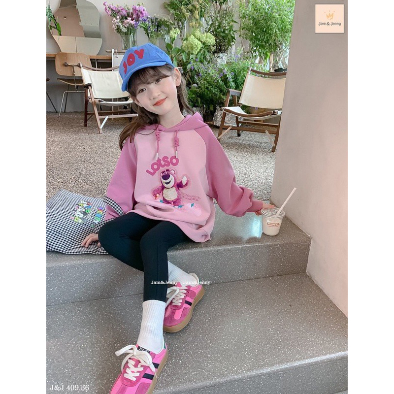 Set Jam&Jenny áo hoodie hình gấu quần legging bé gái