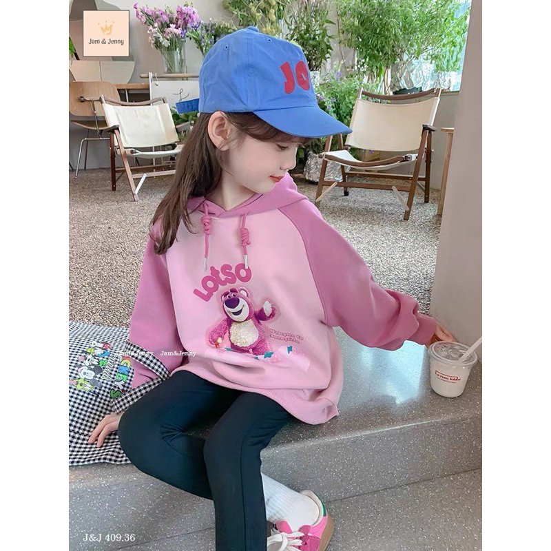 Set Jam&Jenny áo hoodie hình gấu quần legging bé gái