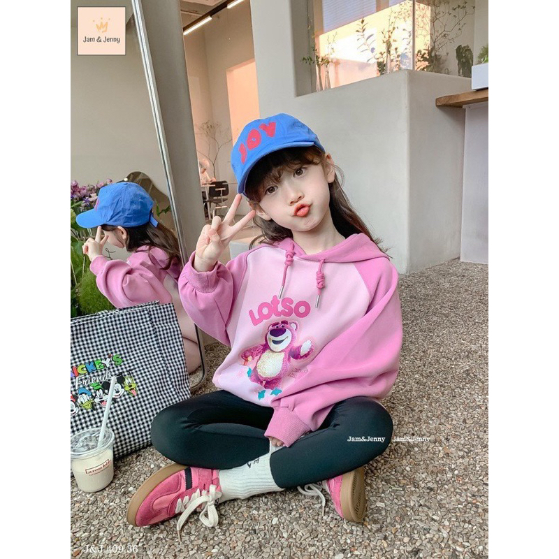 Set Jam&Jenny áo hoodie hình gấu quần legging bé gái