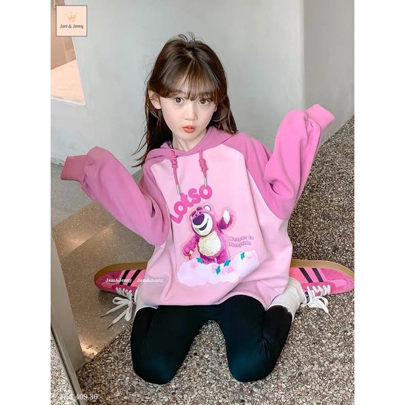Set Jam&Jenny áo hoodie hình gấu quần legging bé gái