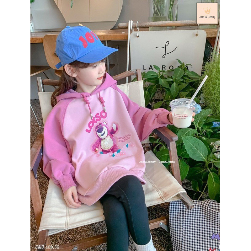 Set Jam&Jenny áo hoodie hình gấu quần legging bé gái
