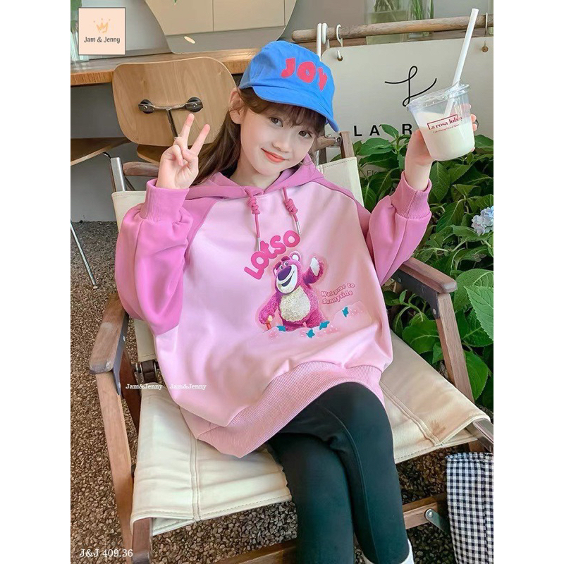 Set Jam&Jenny áo hoodie hình gấu quần legging bé gái