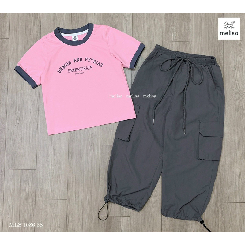 Set Melisa áo thun quần túi hộp siêu cool bé gái
