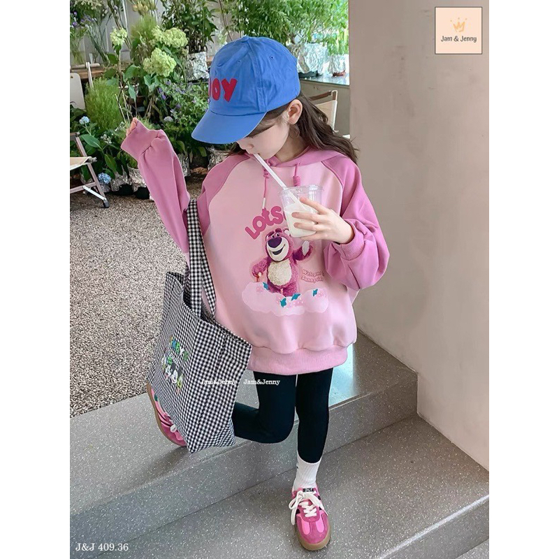 Set Jam&Jenny áo hoodie hình gấu quần legging bé gái