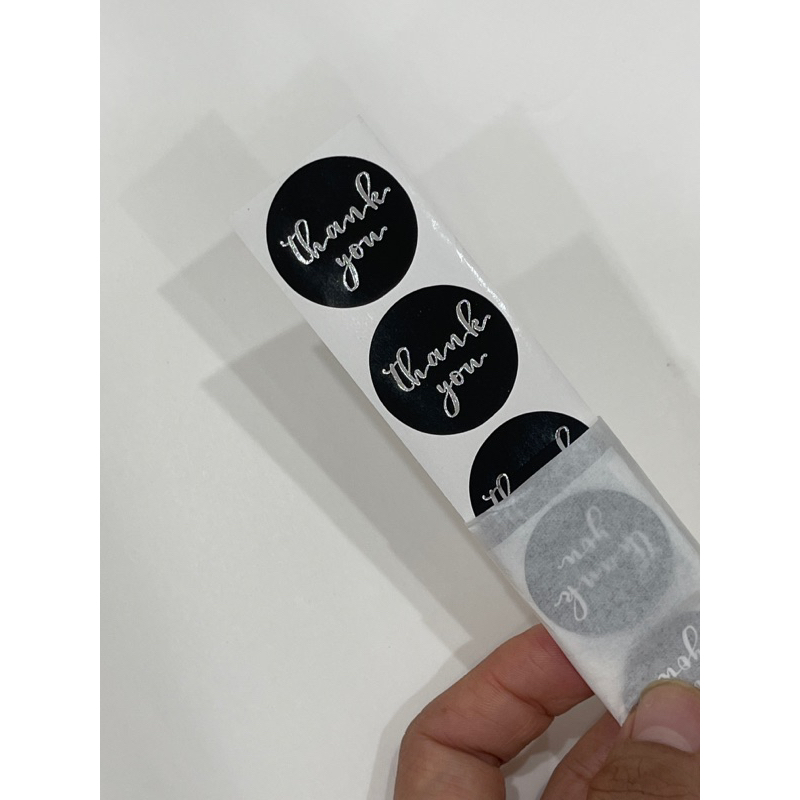 Sticker miếng dán thank you đường kính 2,5cm ánh nhũ đẹp trang trí hộp quà, niêm phong giấy gói hàng