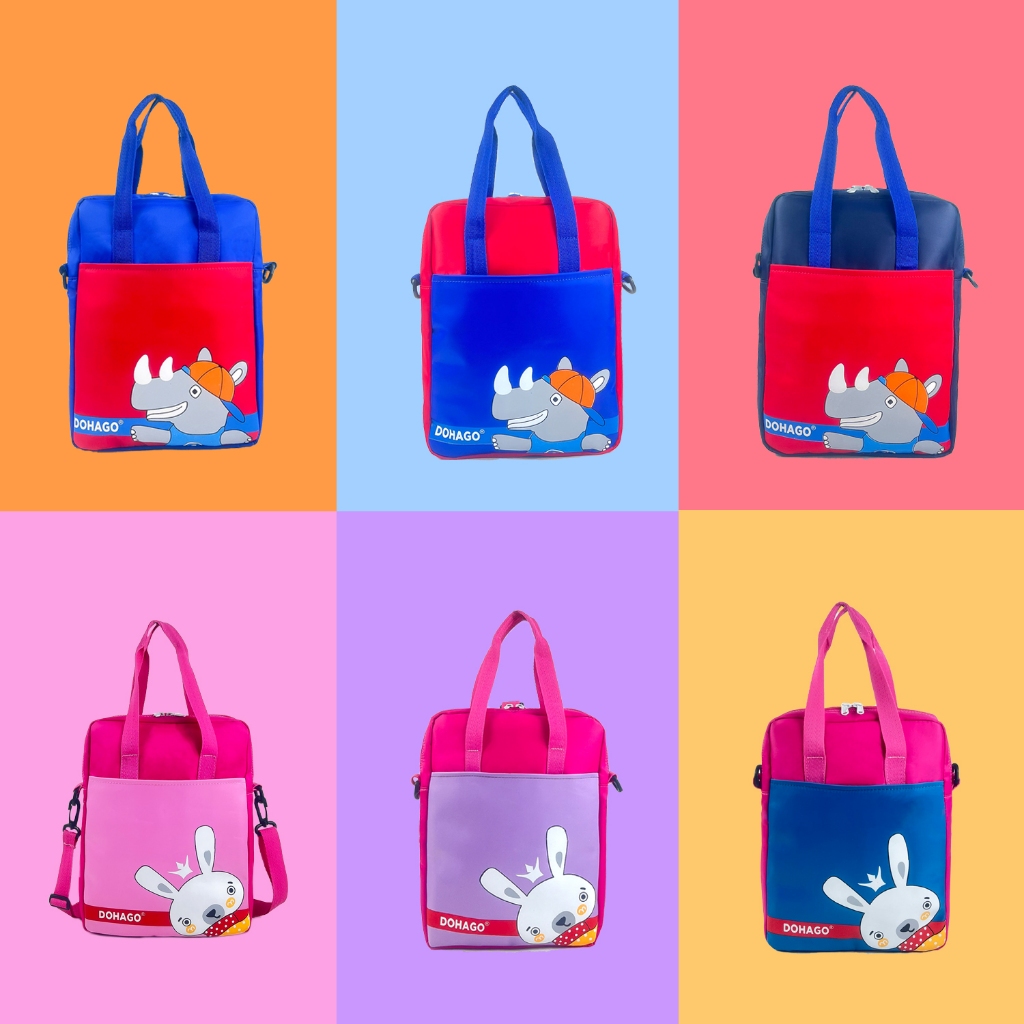 Túi Đi Học Thêm DOHAGO In Hình Đáng Yêu với 3 Kiểu Dùng cho các bé - chống bám bụi, bền màu THS03