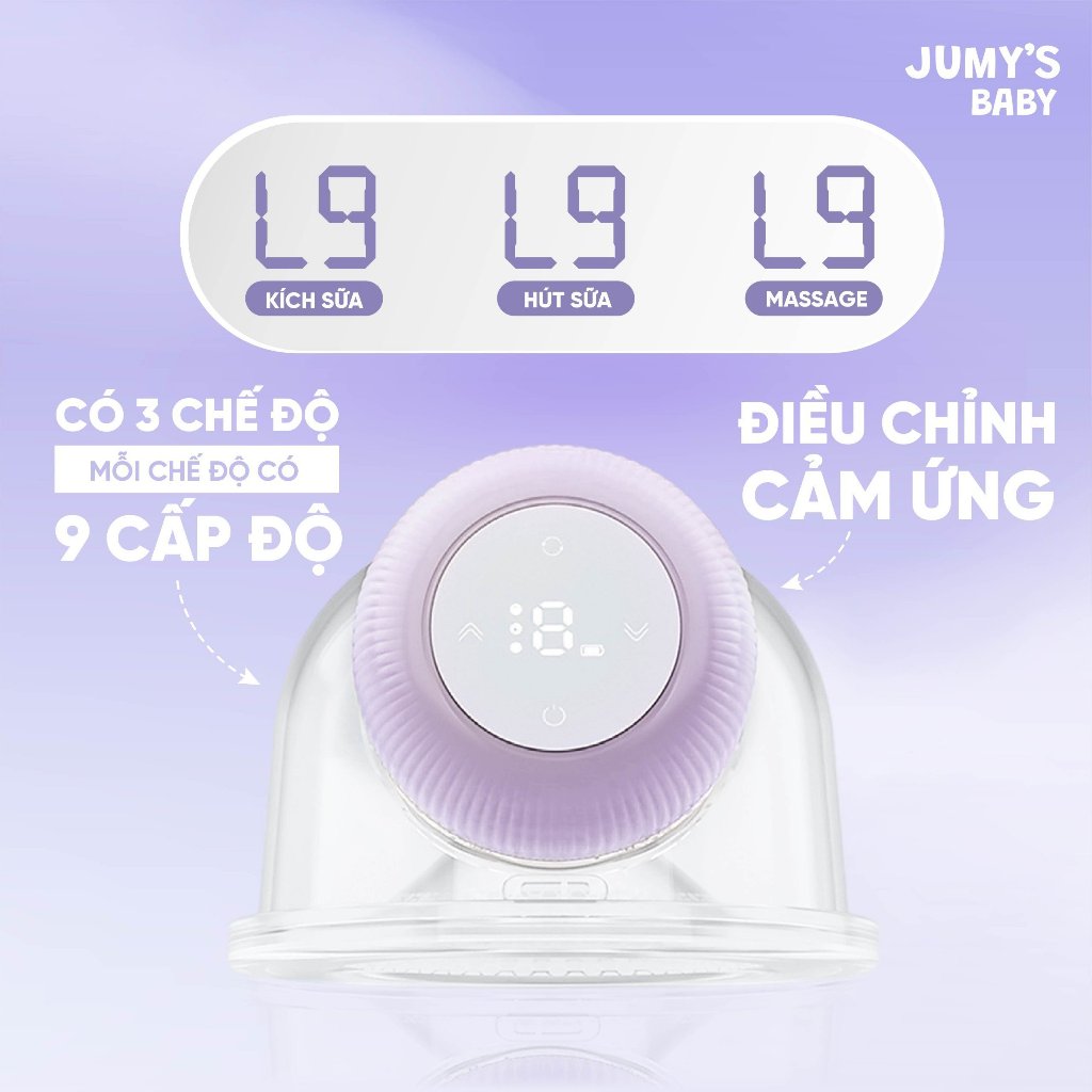 Máy Hút Sữa Không Dây Jumy's Baby - Vắt Sữa Rảnh Tay Thông Minh Chế Độ Massage Sinh Học và Kích Sữa Nhanh - BH 1 Đổi 1