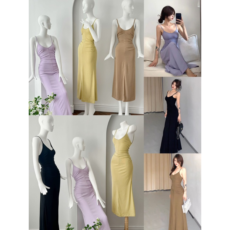 Đầm dây body đuôi cá nhún eo