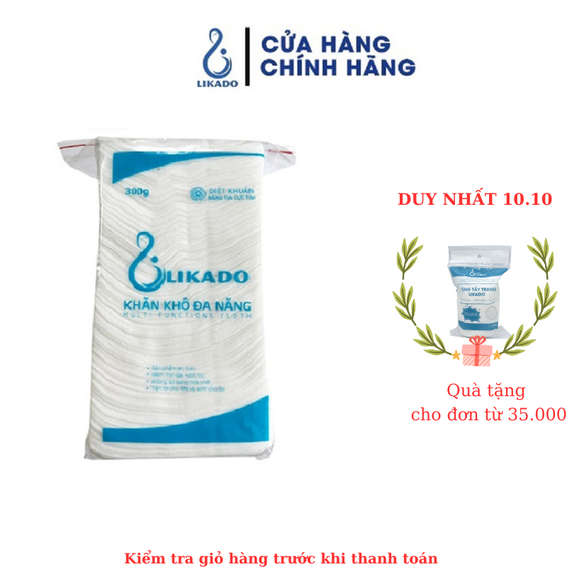 Khăn khô đa năng cho bé Likado 300g kích thước (15x20cm)(1 gói)