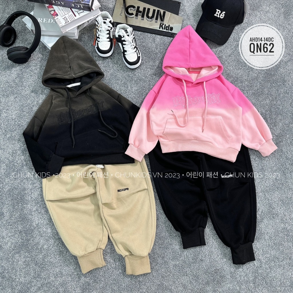 AHD14 -  ÁO hoodie ombre chữ rất loằng ngoằng CHO BÉ