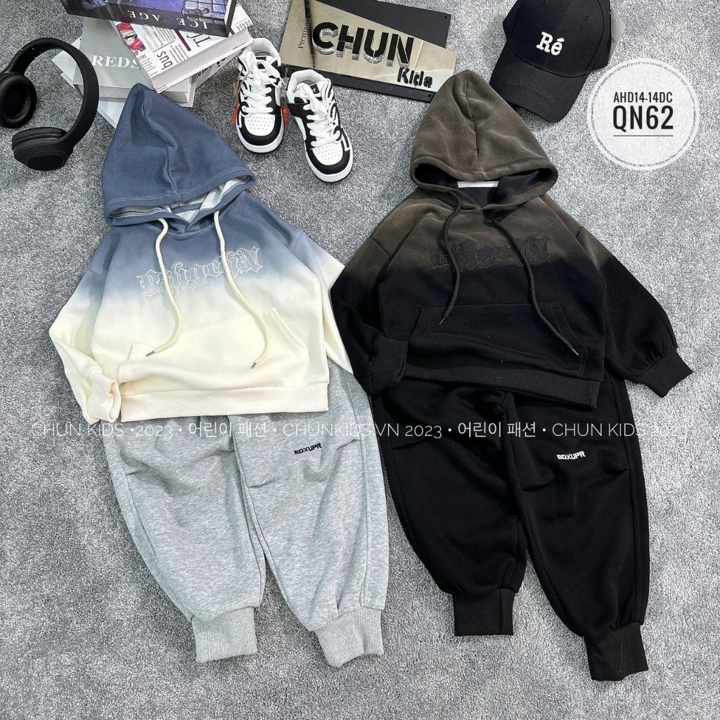 AHD14 -  ÁO hoodie ombre chữ rất loằng ngoằng CHO BÉ