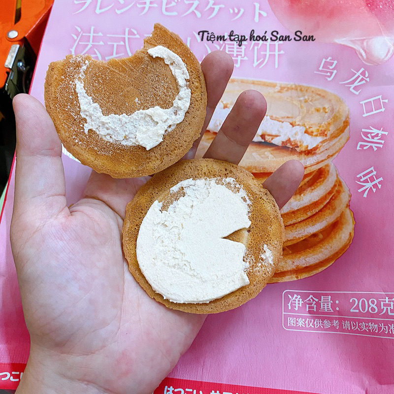 BÁNH QUẾ GIÒN KẸP KEM VỊ ĐÀO/ SẦU RIÊNG HONGKONG GÓI 208g