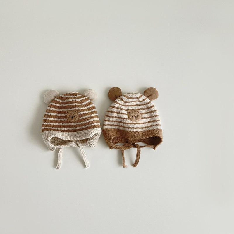Mũ len gấu tai chuột Mix phong cách Hàn cho bé - ấm áp