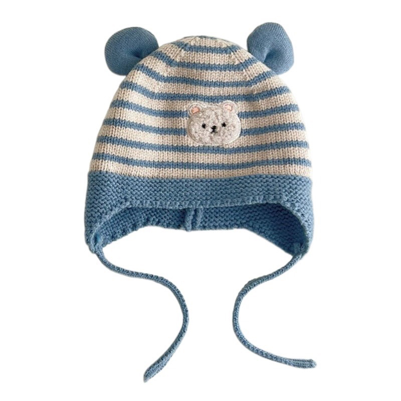 Mũ len gấu tai chuột Mix phong cách Hàn cho bé - ấm áp