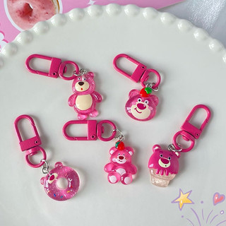 Móc khóa gấu dâu cute Móc Chìa Khóa Acrylic Hình Gấu Và Dâu Tây Dễ Thương