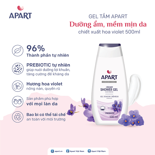 Sữa tắm tạo bọt Apart Creamy Bath Foam dưỡng ẩm da hương violet 500ml-750ml