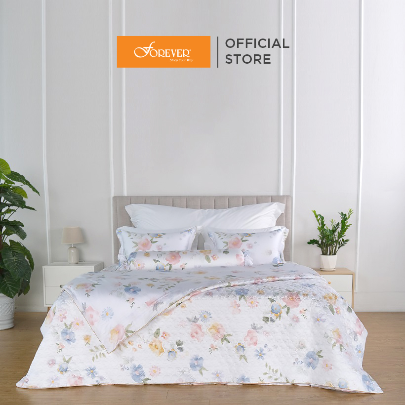 Bộ ga gối drap giường 4 món Forever Velina V22 100% Tencel cao cấp mềm mịn hoạ tiết thanh lịch