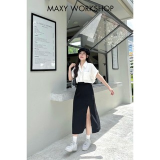 Chân váy dài xẻ cao cutout skirt Maxy Workshop