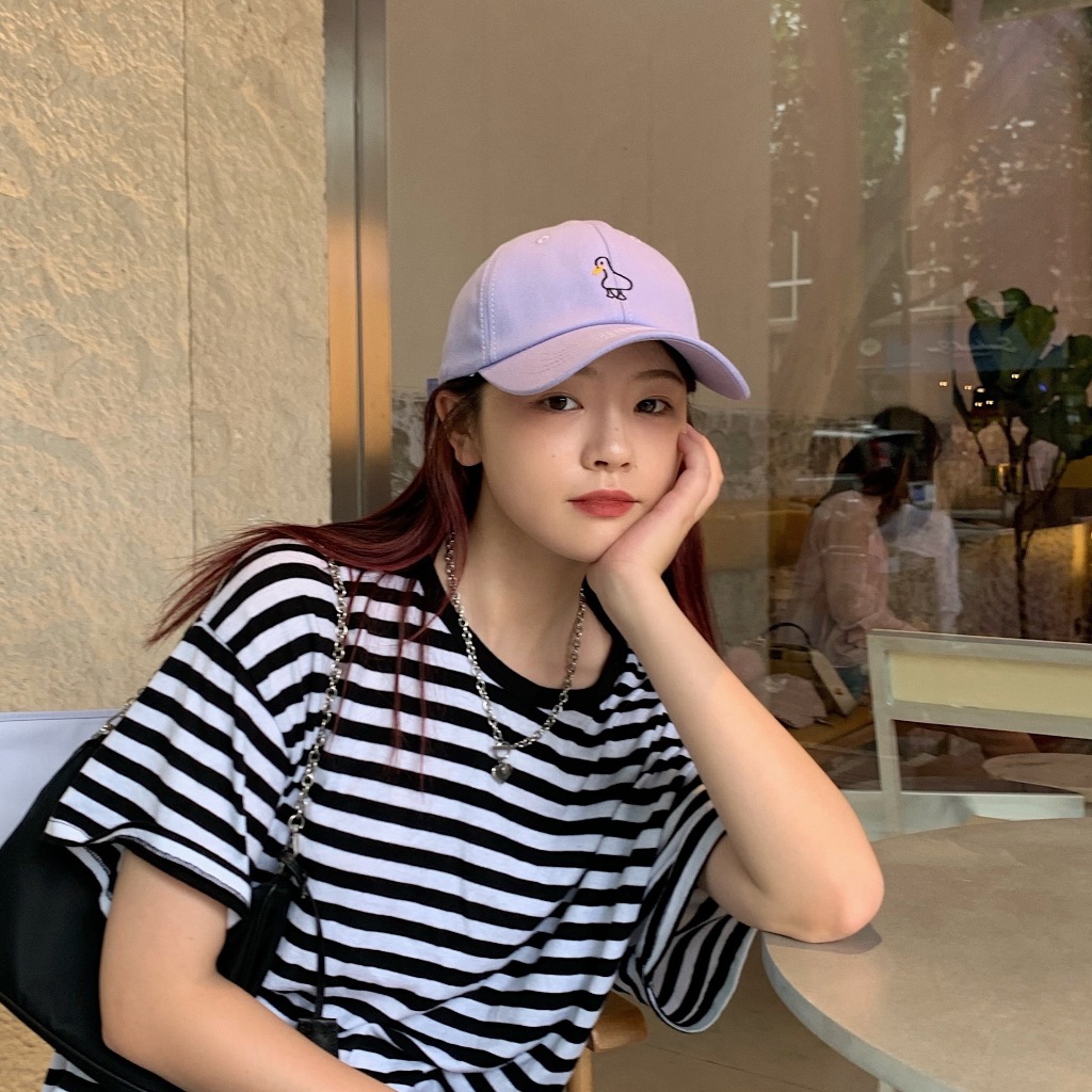 Mũ lưỡi trai thêu hình vịt cute form cứng, nón lưỡi trai nam nữ vải kaki thoáng mát thời trang unisex đi học đi du lich