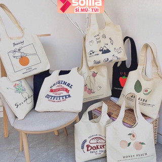 [HÀNG LOẠI A] Túi tote vải canvas liền quai không khóa miệng đi học đi chơi phong cách hàn quốc -Solila.vn