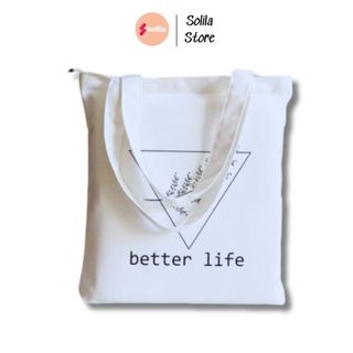 Túi tote vải canvas có khóa miệng Butter life cho bạn nữ đi học đi chơi - Solila.vn