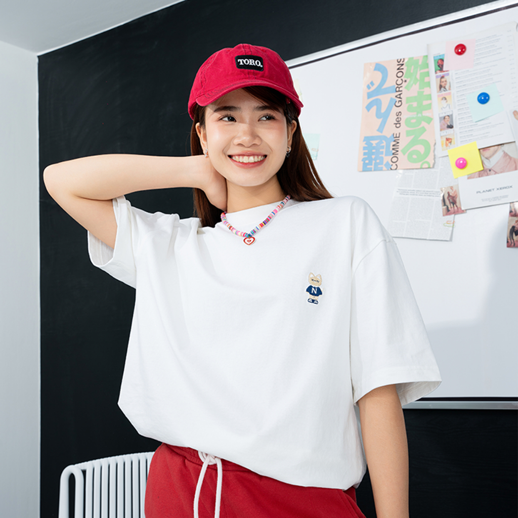 Áo thun Form rộng NOAM Teeny Homies Unisex 100% Cotton - Màu trắng