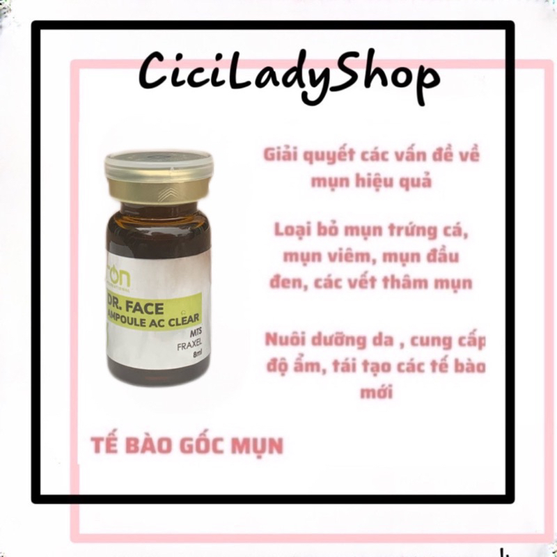 Tế bào gốc mụn Dr. Face Ampoule Ac Clear 8ml/lọ , giảm bã nhờn giảm mụn nuôi da khoẻ Ron