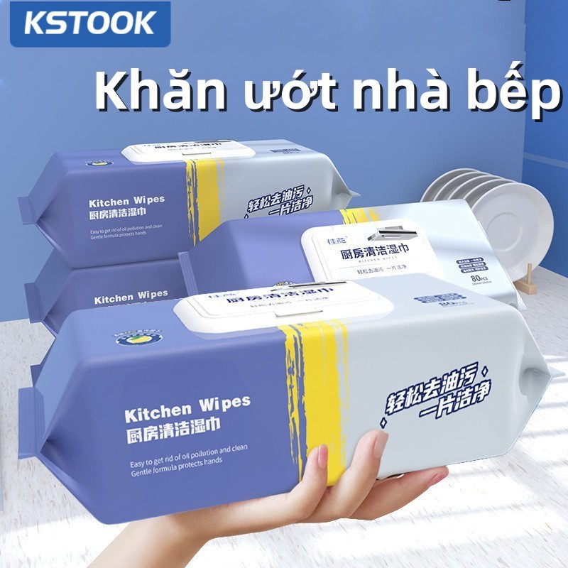 Chiếc khăn ướt nhà bếp mạnh mẽ, loại bỏ chất béo, chỉ cần lau nó bằng giấy để loại bỏ chất béo trên tủ bếp.