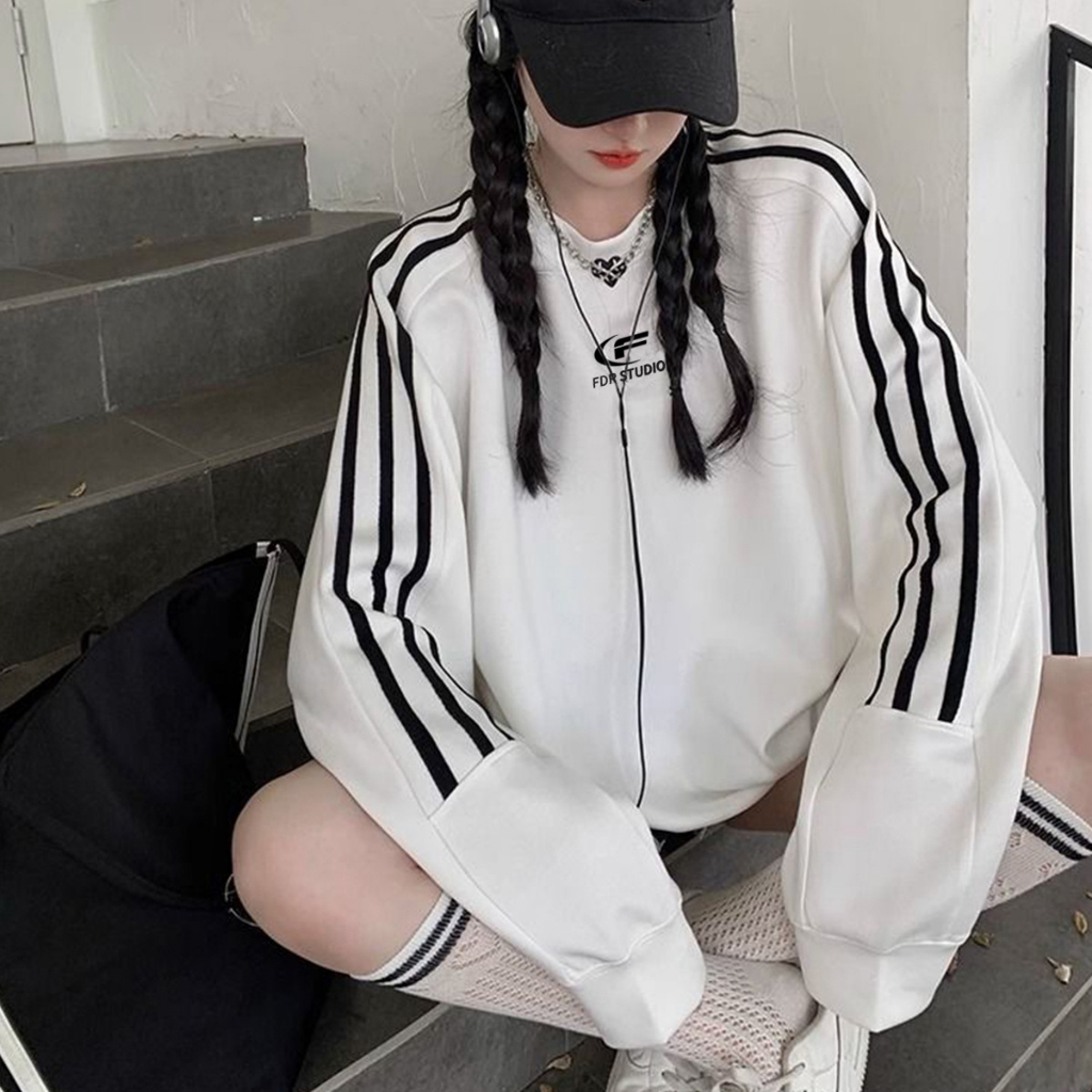 Áo Nỉ Sweater Form Rộng Basic Sọc Thể Thao Năng Động 𝐅𝐫𝐞𝐝𝐨 𝐌𝐞𝐧𝐰𝐞𝐚𝐫