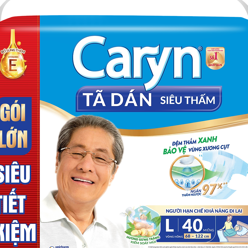 Bỉm Người Già - Tã Dán Caryn Size M40