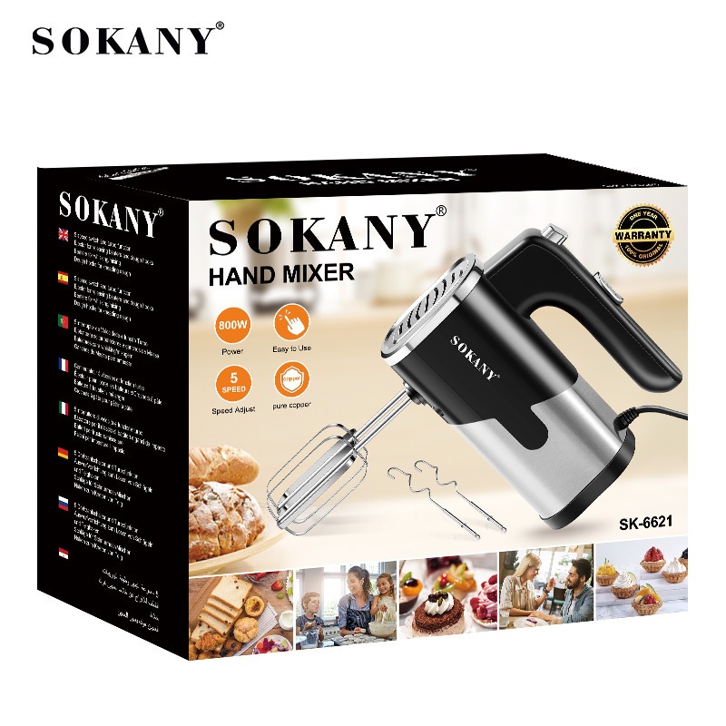 Máy Đánh Trứng Cầm Tay Sokany Model 6621 Công Suất 800W 5 Chế Độ Siêu Khuấy. Hàng Chính Hãng.