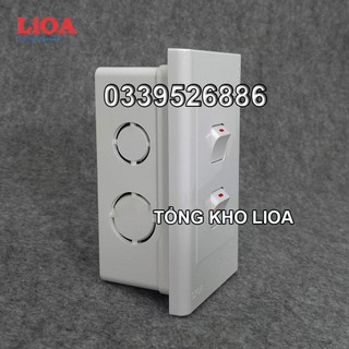 Combo 2 công tắc điện 1 chiều + mặt lỗ vuông LiOA - Lắp âm tường