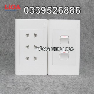 Combo ổ cắm điện ba 2 chấu LiOA 16A 3520W + 2 công tắc điện - Lắp nổi