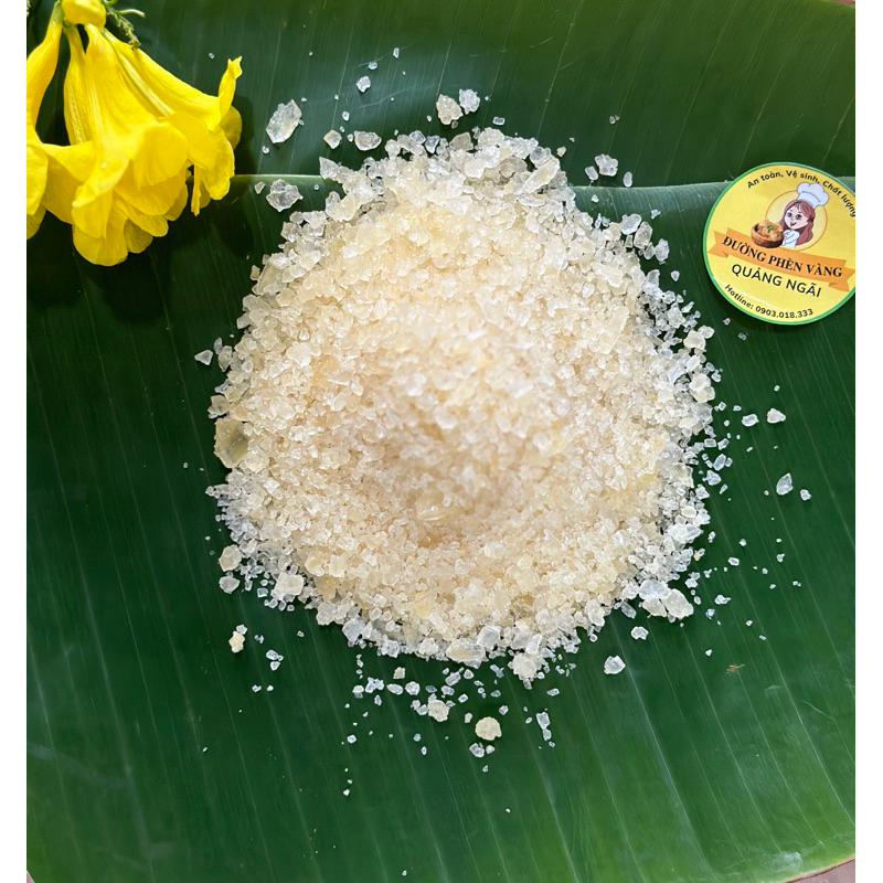 Combo 2kg đường phèn vàng quảng ngãi hạt mịn hạt vừa hạt to làm từ mật mía nguyên chất nhà là
