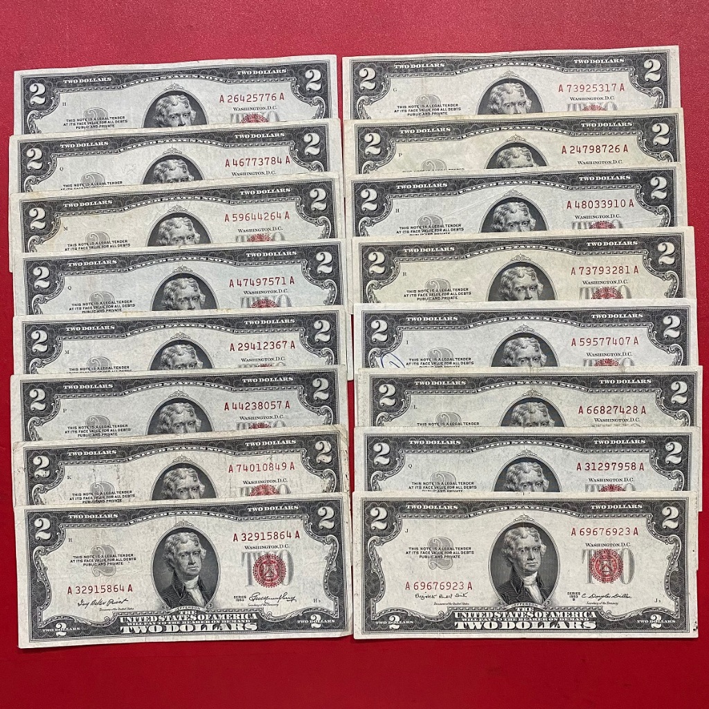 2 đô mộc đỏ seri đỏ phát hành năm 1953