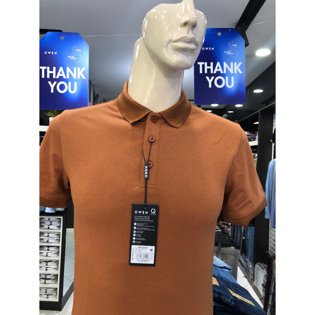 Áo polo owen màu nâu cafe body fit vải cotton APV23737