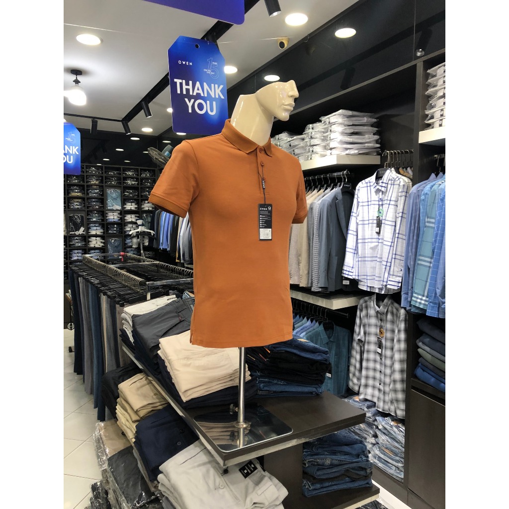 Áo polo owen màu nâu cafe body fit vải cotton APV23737