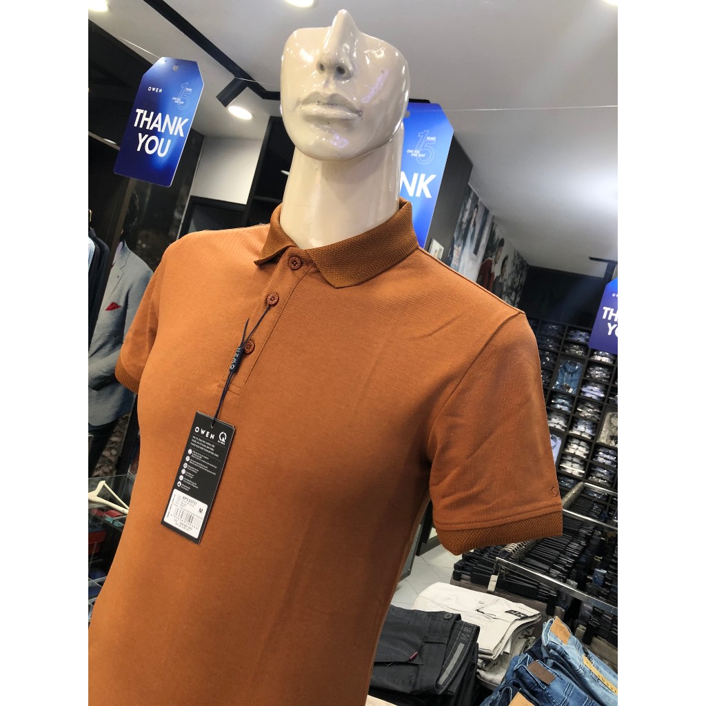 Áo polo owen màu nâu cafe body fit vải cotton APV23737